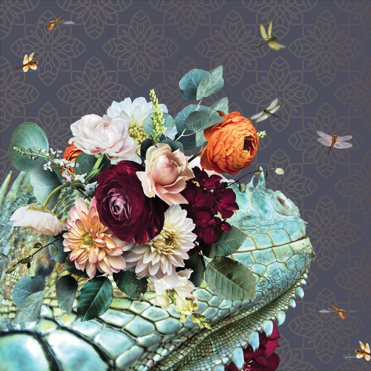 Spring Flower Bonnet On Lizard Poster och Canvastavla