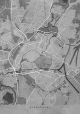 Gray vintage map of Strasbourg France Poster och Canvastavla