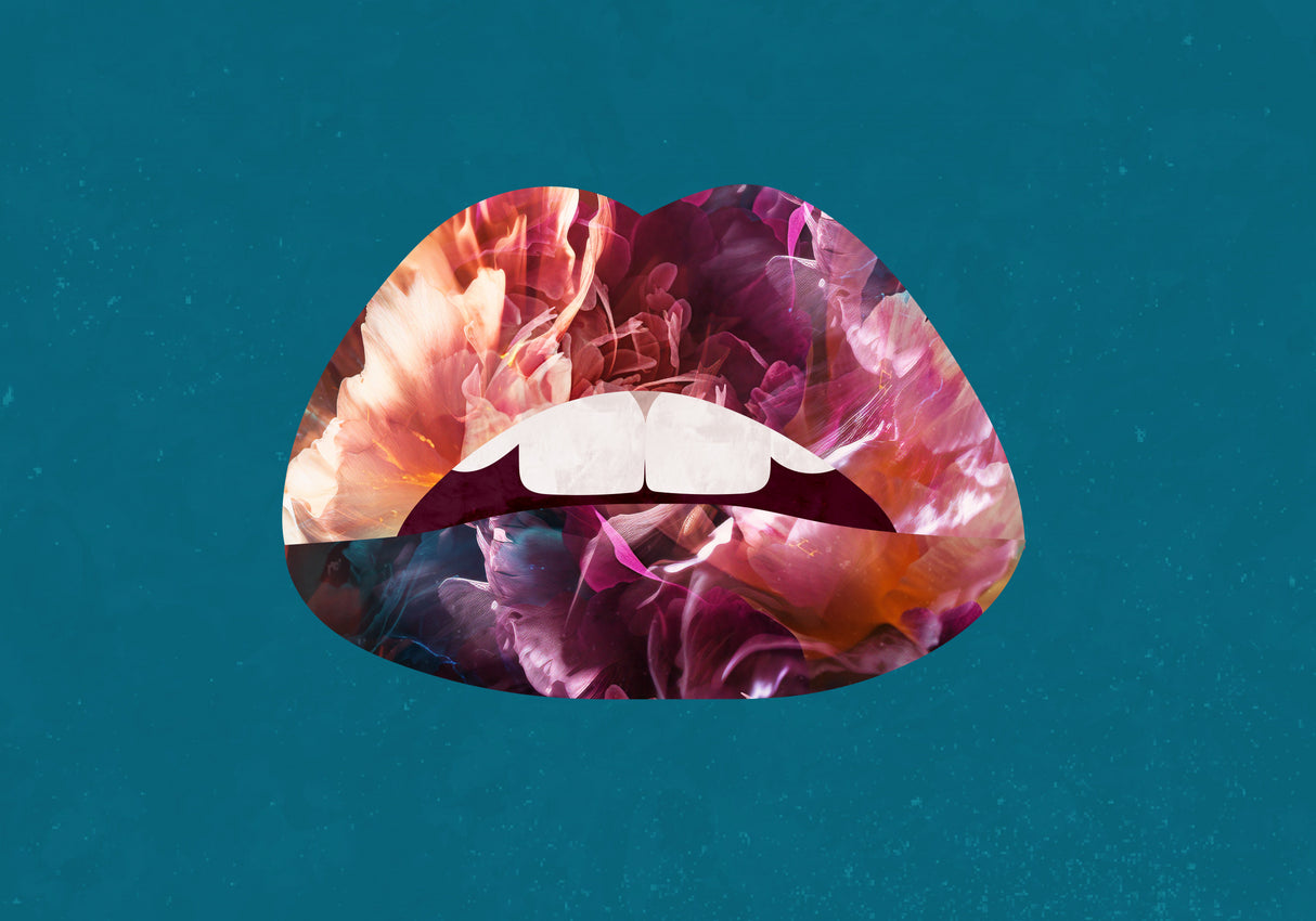 Floral Lips Poster och Canvastavla