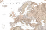 Taupe detailed map of Europe Poster och Canvastavla