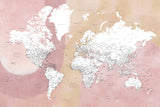 Detailed world map with cities Mizn Poster och Canvastavla