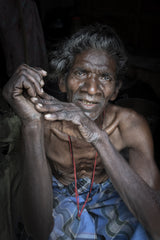 elder in a village at the outskirts of Kolkata, India Poster och Canvastavla