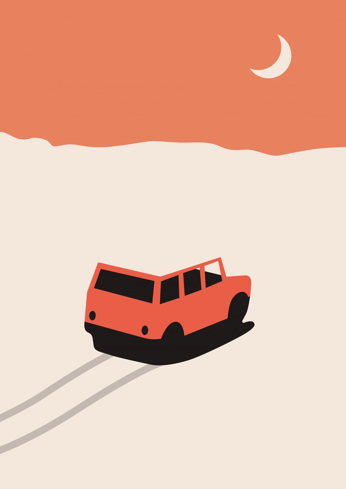 Car In Desert Poster och Canvastavla
