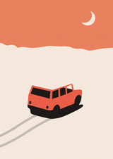 Car In Desert Poster och Canvastavla