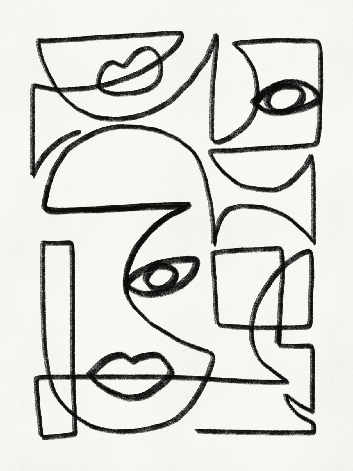 Abstract Line Art Faces Poster och Canvastavla