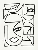 Abstract Line Art Faces Poster och Canvastavla