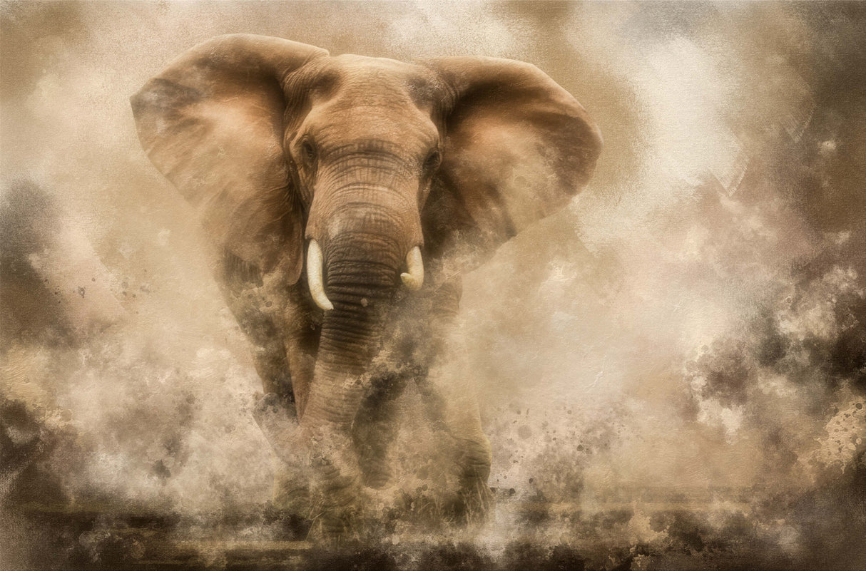 '...Raging Elephant Bull charging...' Poster och Canvastavla