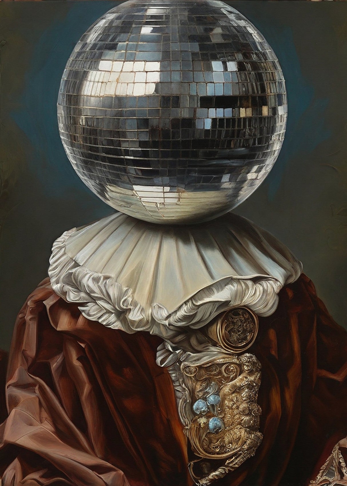 Antique Disco Ball, A Man with Disco head Poster och Canvastavla