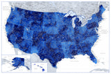 Highly detailed map of the United States, Gulzar Poster och Canvastavla