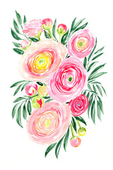 Savanna pink ranunculus bouquet Poster och Canvastavla