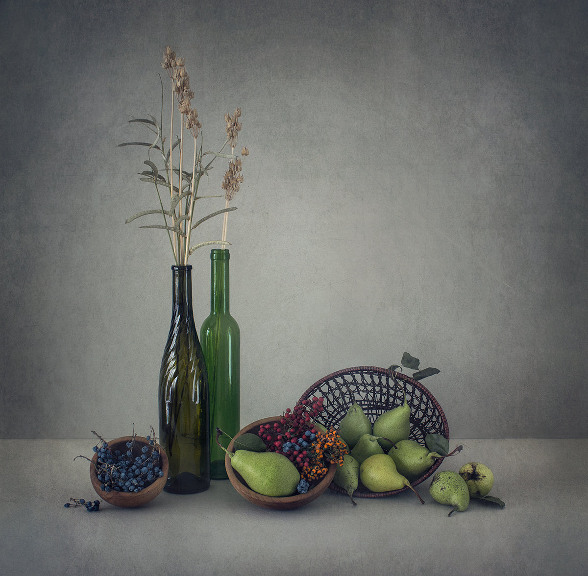 Still life with green pears Poster och Canvastavla