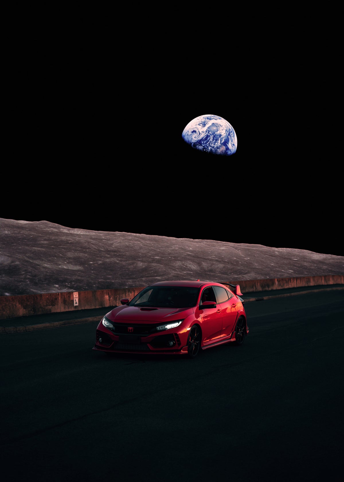 Civic Driving On Moon Poster och Canvastavla