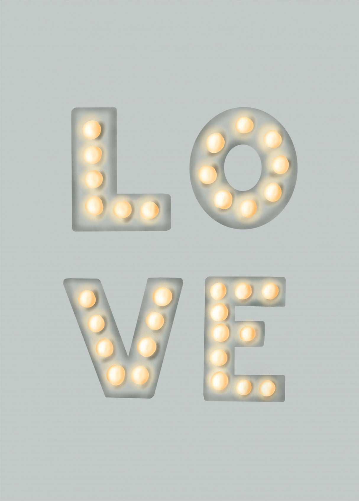 LOVE Light Letters Green Poster och Canvastavla