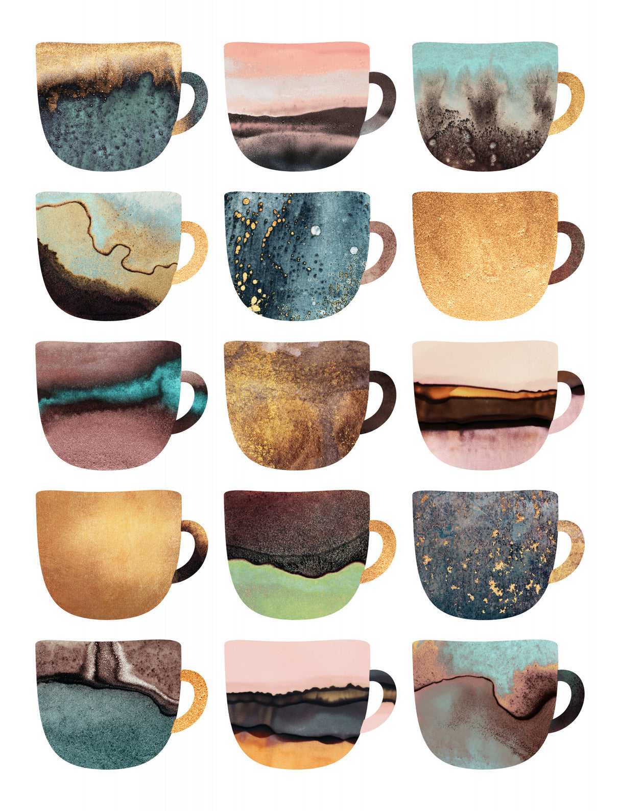 Earthy Coffee Cups Poster och Canvastavla