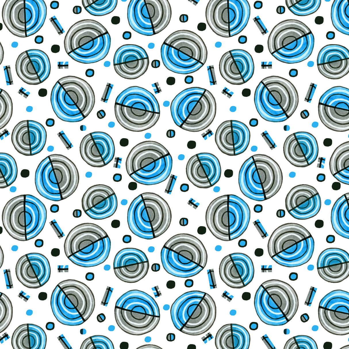 Circles Galore Blue Gray Geometric Poster och Canvastavla