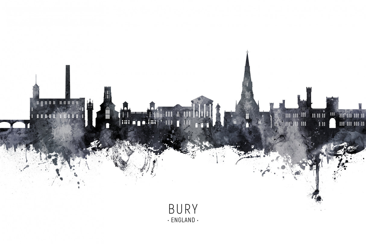 Bury England Skyline Poster och Canvastavla