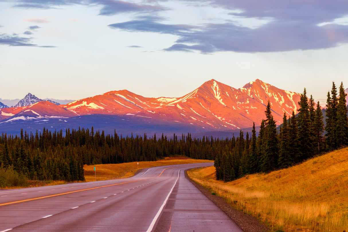 Midnight Sunset in Alaska Poster och Canvastavla