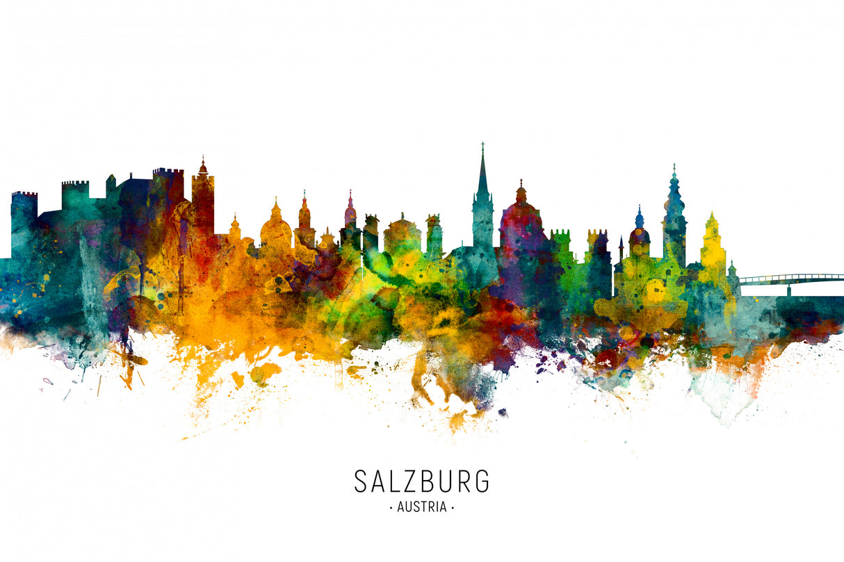 Salzburg Austria Skyline Poster och Canvastavla
