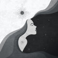 Sun Lady Bw Poster och Canvastavla