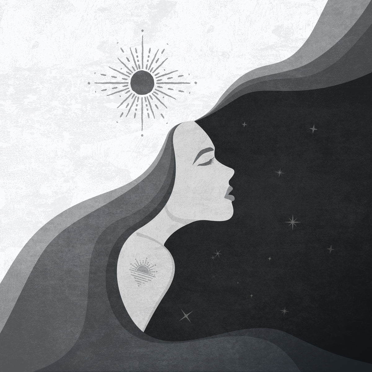 Sun Lady Bw Poster och Canvastavla