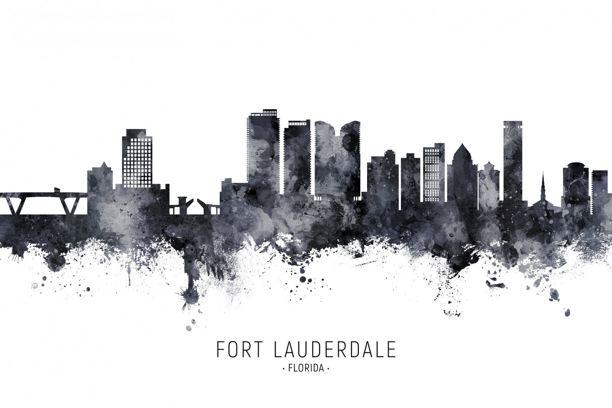 Fort Lauderdale Florida Skyline Poster och Canvastavla