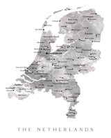 Gray map of the Netherlands Poster och Canvastavla