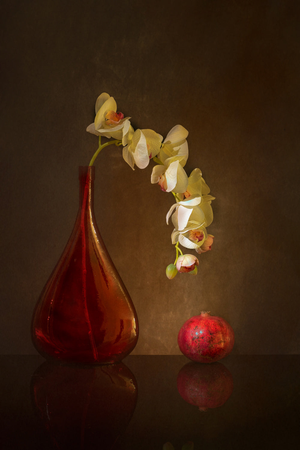 Butterfly Orchid and pomegranate Poster och Canvastavla