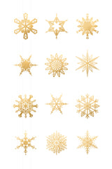 Twelve geometric snowflakes in gold Poster och Canvastavla