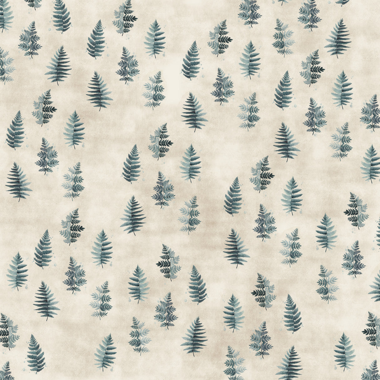 Teal watercolor ferns placed pattern Poster och Canvastavla