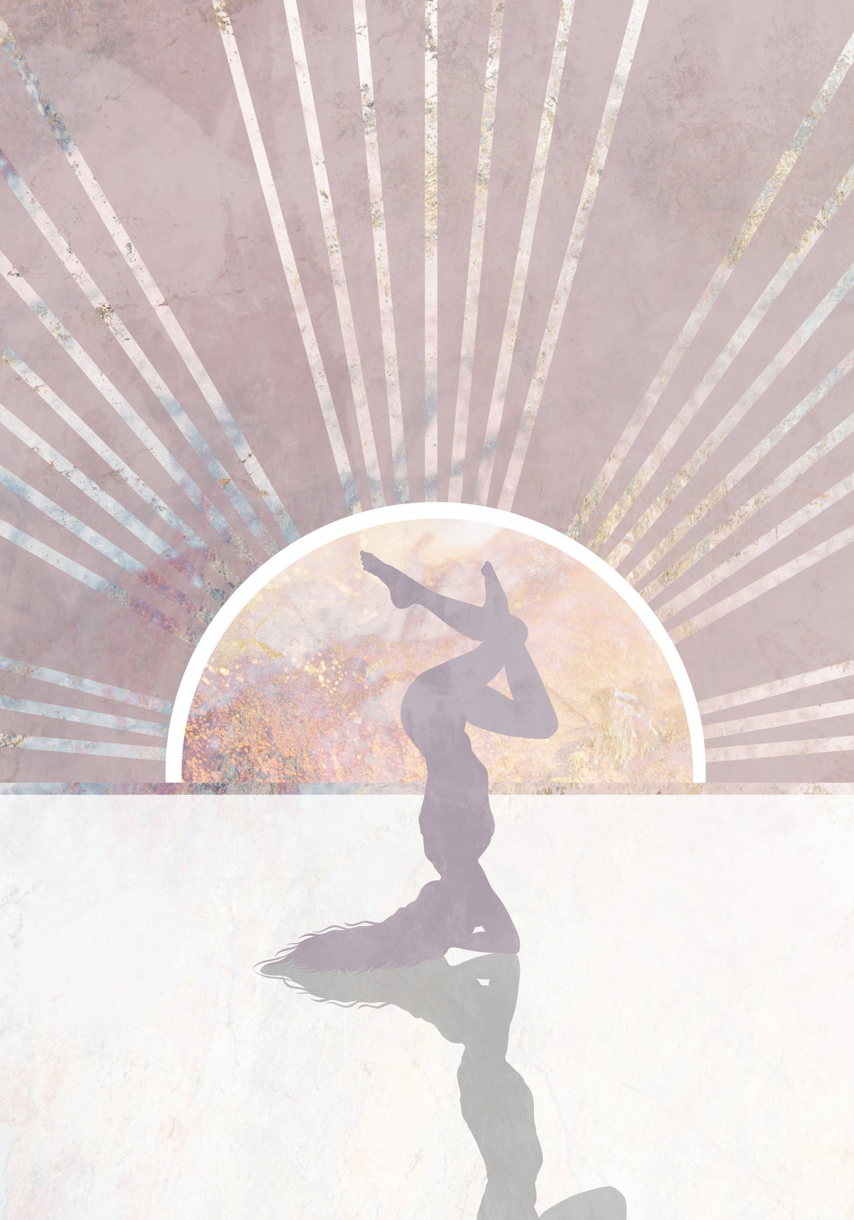 Pink Gold Sun Yoga 5 Poster och Canvastavla