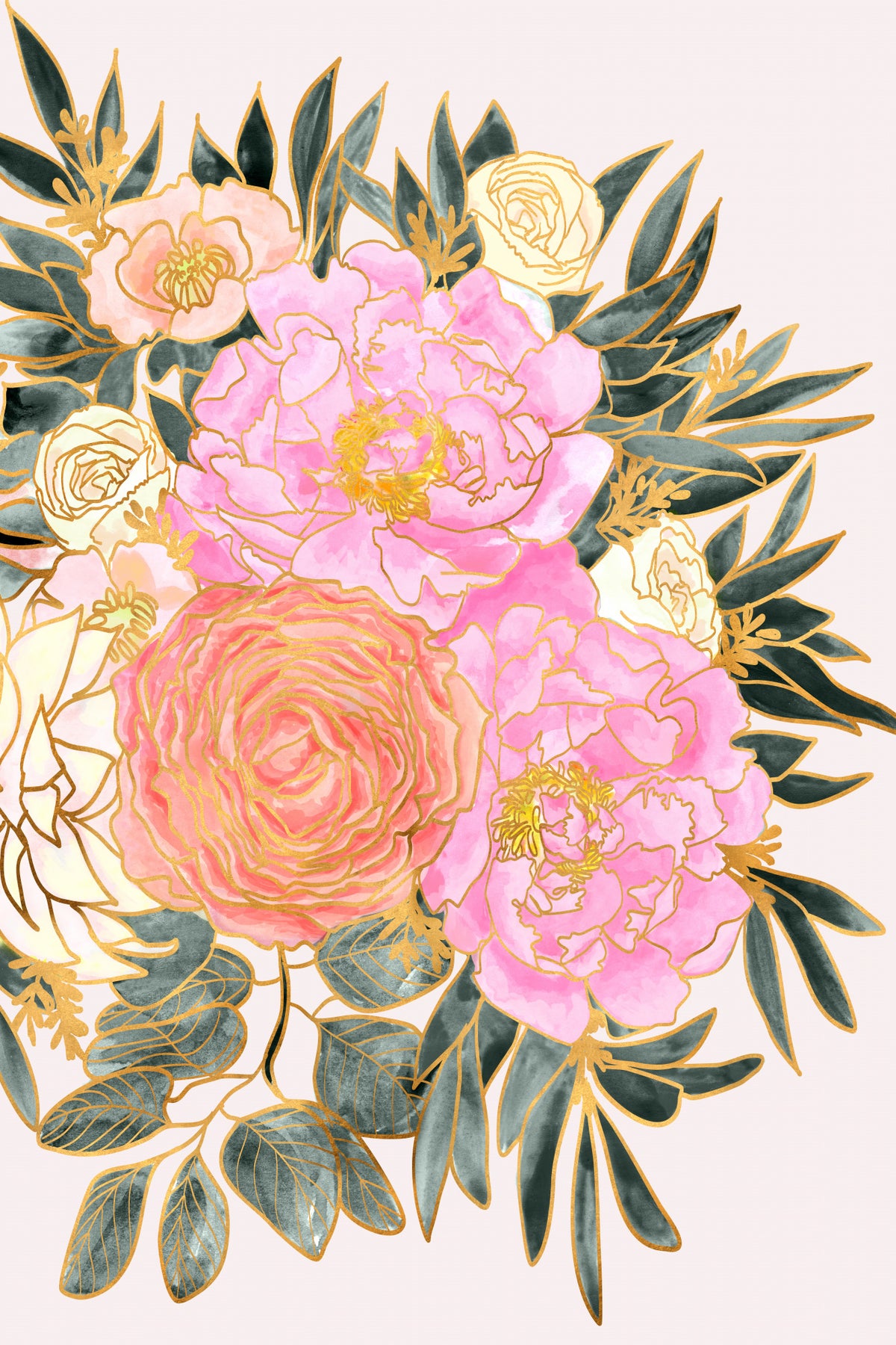 Nanette floral art in pastels Poster och Canvastavla
