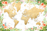 Floral bohemian world map with cities, Blythe Poster och Canvastavla