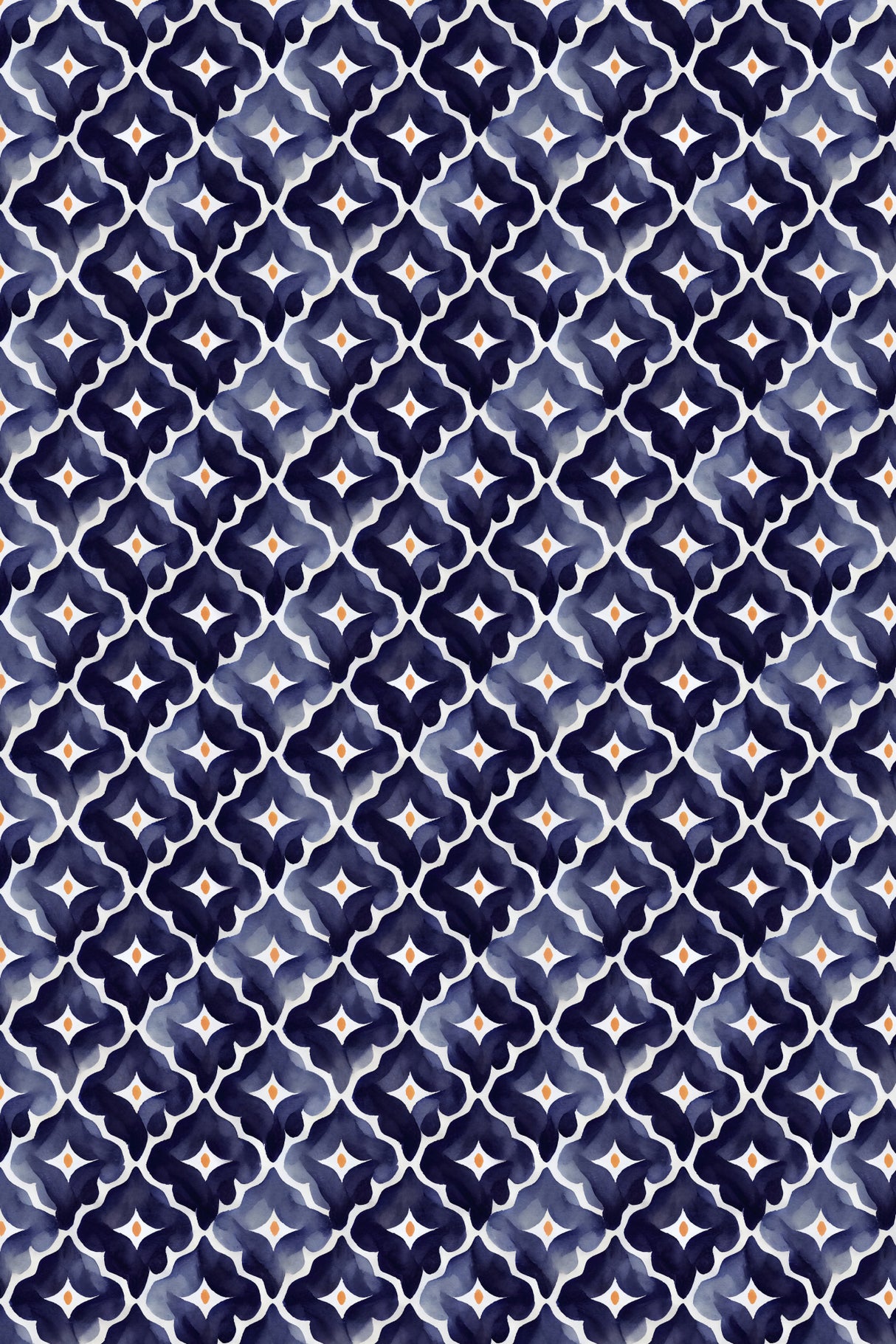 Blue Aquarell Tile Pattern Poster och Canvastavla