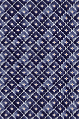 Blue Aquarell Tile Pattern Poster och Canvastavla