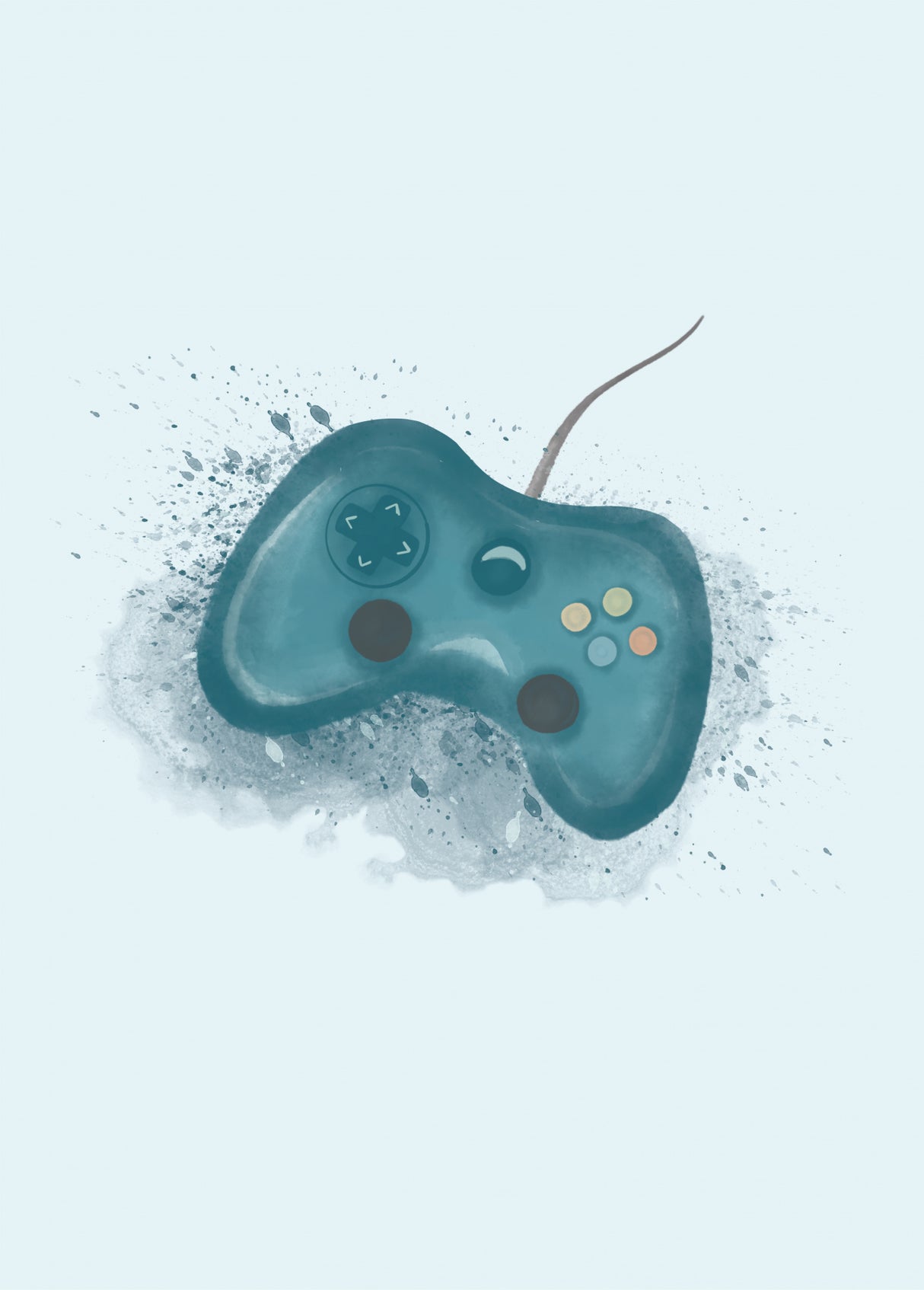 Gamer Splash Blue Poster och Canvastavla