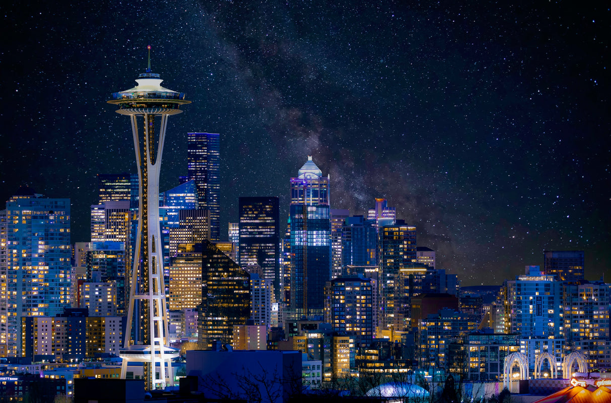 Night at Seattle Poster och Canvastavla