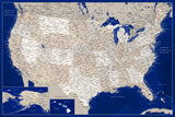 Highly detailed map of the United States, Kameryn Poster och Canvastavla