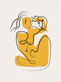 Line Art Nude Blowing Hair Poster och Canvastavla