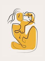 Line Art Nude Blowing Hair Poster och Canvastavla