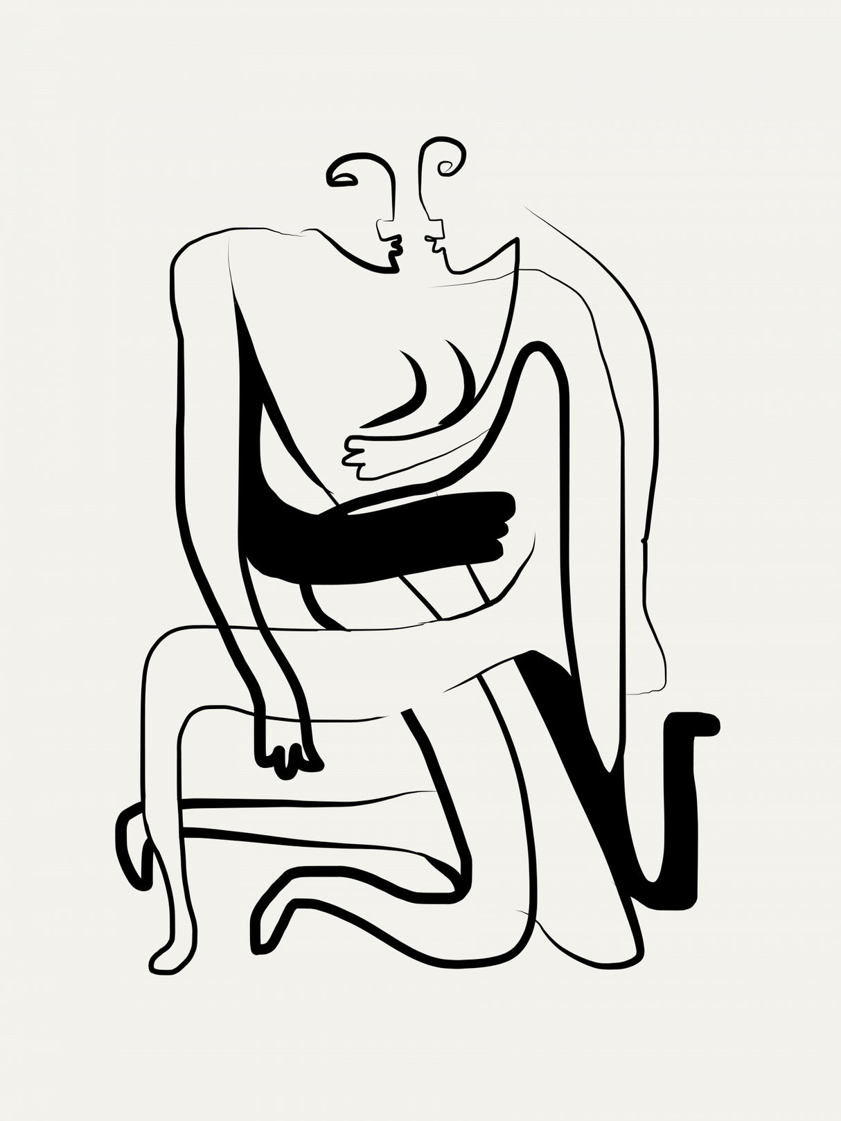 Hugs and Kisses Line Art Poster och Canvastavla