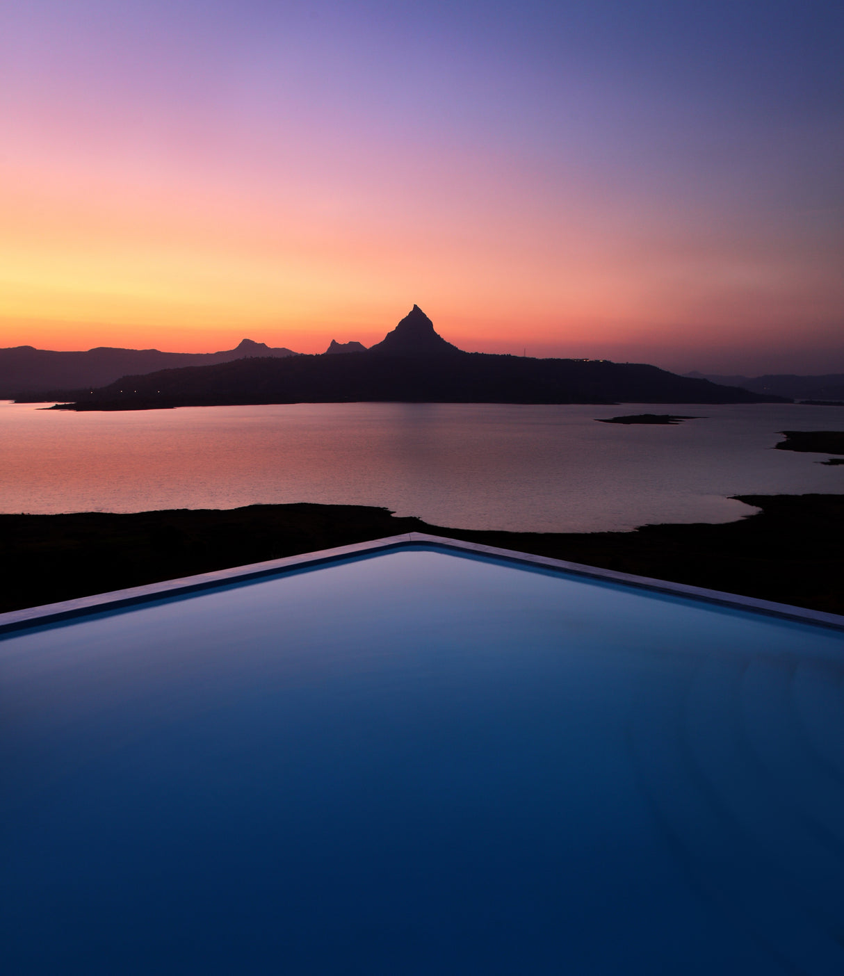 Lake beyond the pool, Pawna, Maharashtra Poster och Canvastavla