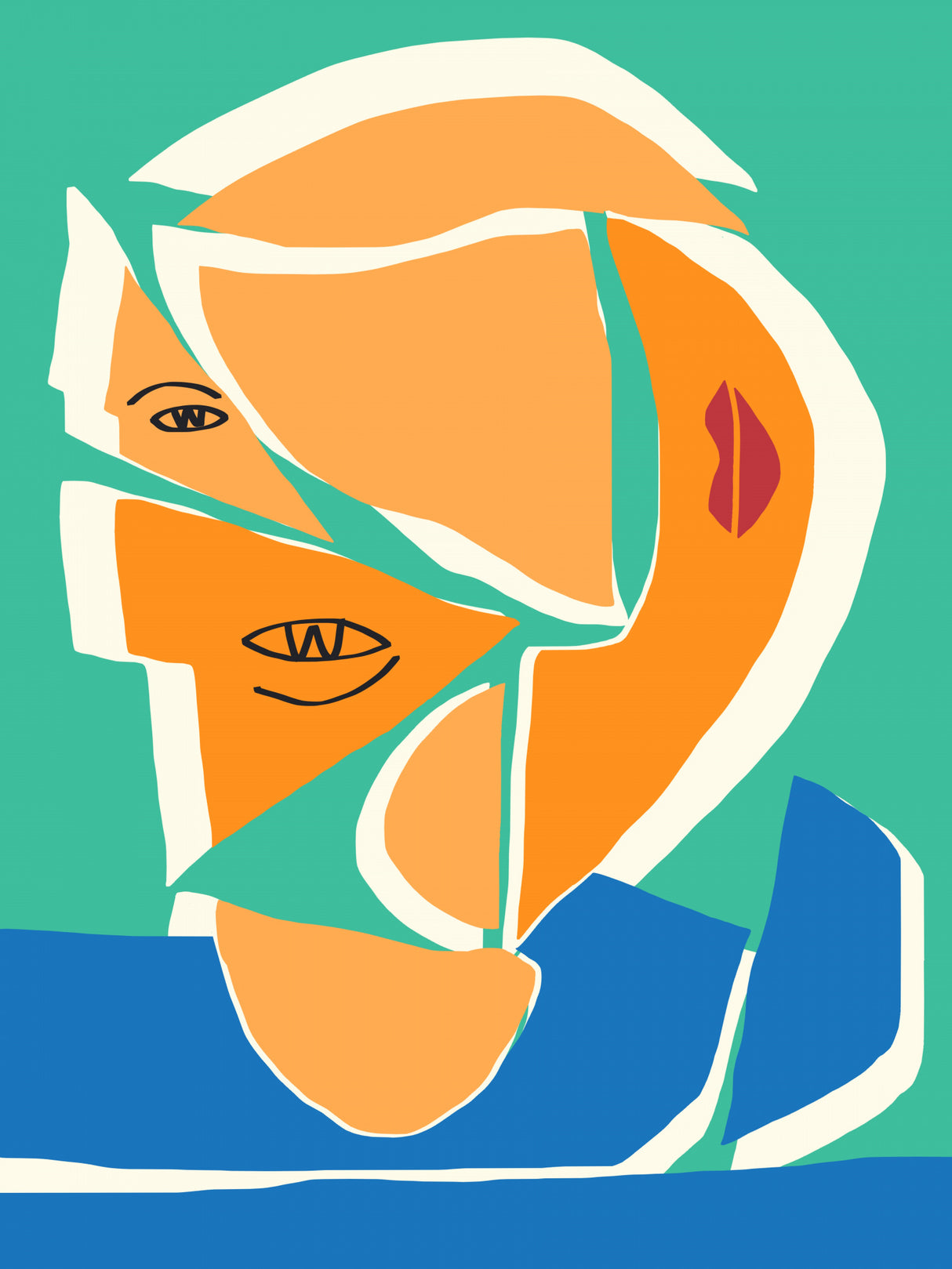 Abstract Cut Out Portrait Poster och Canvastavla