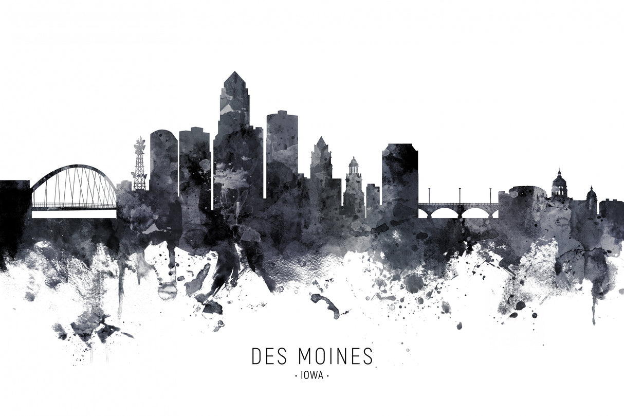 Des Moines Iowa Skyline Poster och Canvastavla