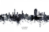 Lugano Switzerland Skyline Poster och Canvastavla