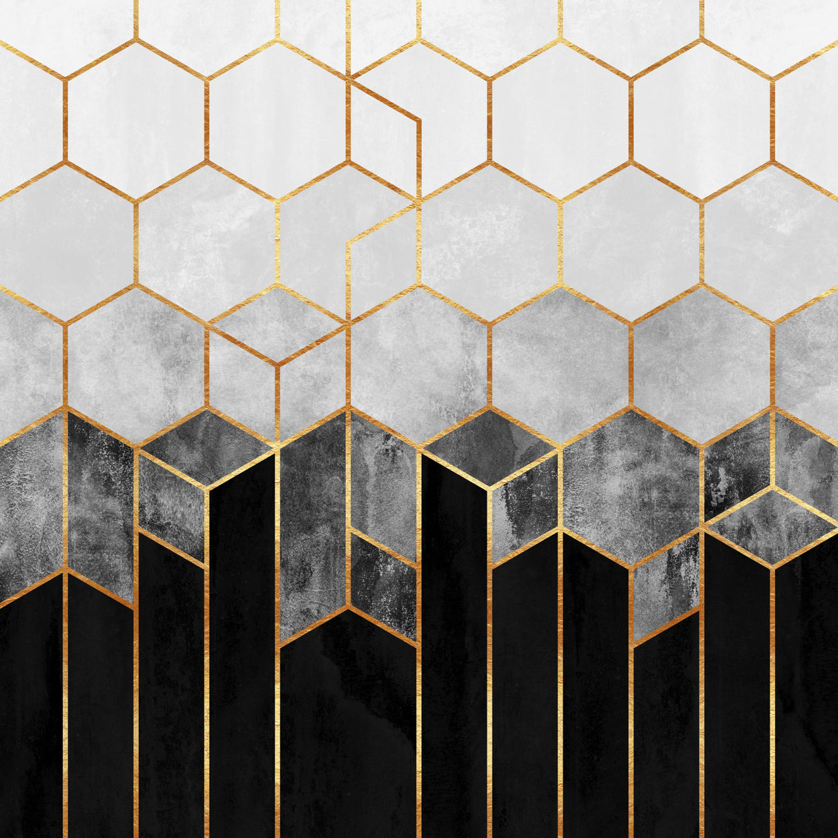 Charcoal Hexagons Poster och Canvastavla