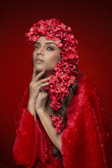 RED FLOWER LADY Poster och Canvastavla