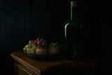 Green bottle and fruits Poster och Canvastavla
