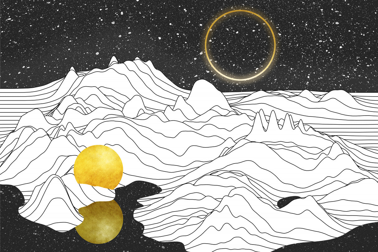 220128 Mono Two Moons Poster och Canvastavla