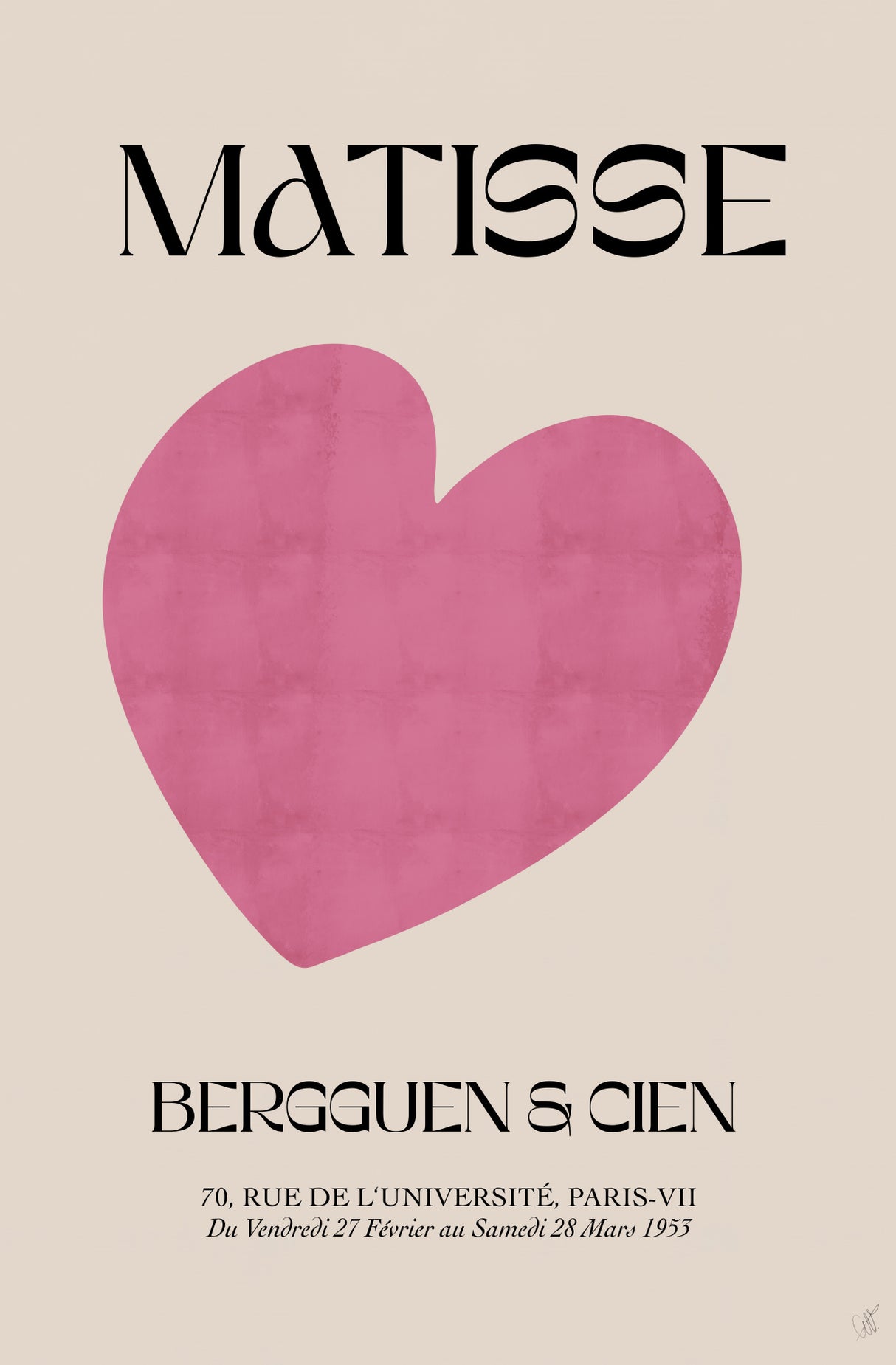 Pink Heart Poster och Canvastavla