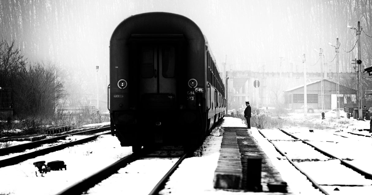 Railway station winter scene Poster och Canvastavla